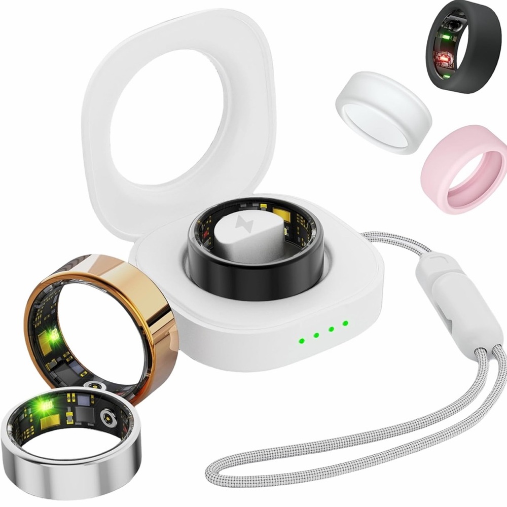 SmartHealth Unisex Smart Ring w/ Charging Case ~ Black ~ Size 9 ~ NIB